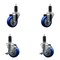 Service Caster 3.5'' SS Blue Poly Wheel Swivel 1-1/4'' Expanding Stem Caster Set 2 Brakes, 4PK SCC-SSEX20S3514-PPUB-BLU-2-TLB-2-114 - alternate 1